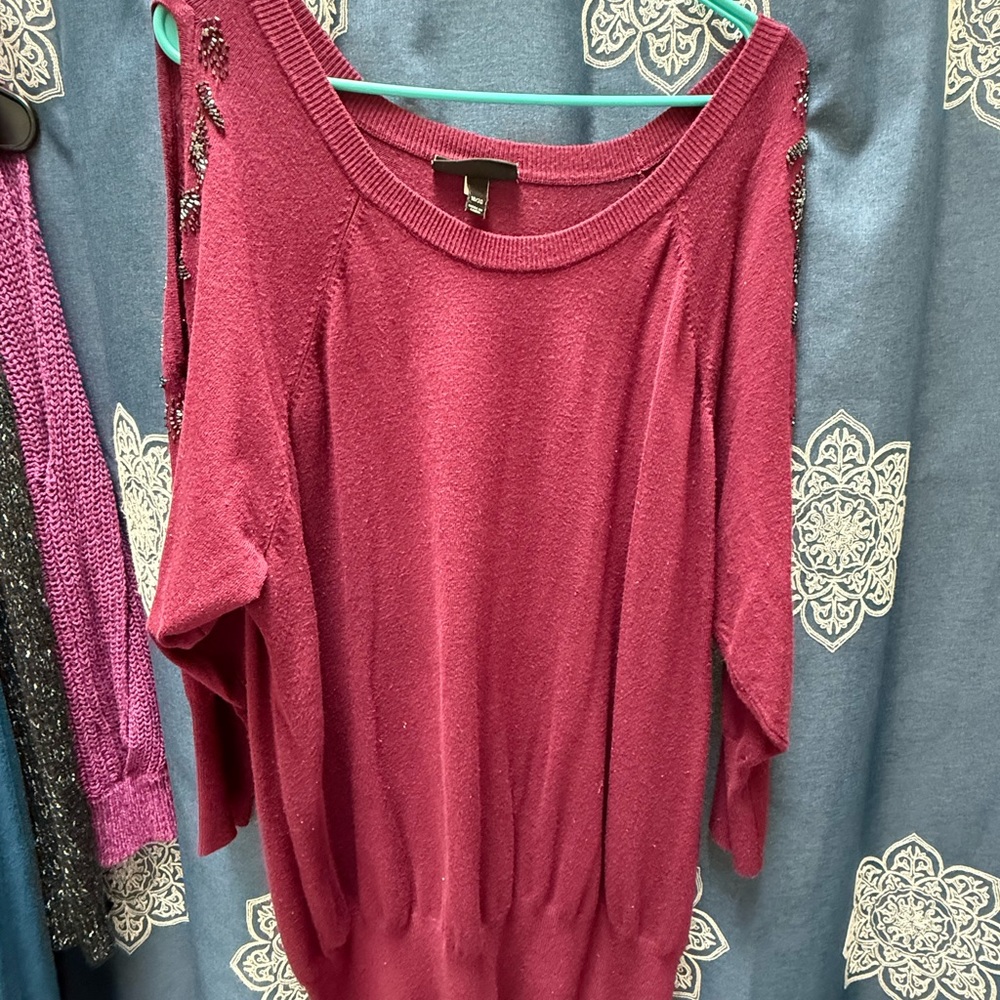 Lane Bryant Pink Off-the-Shoulder Sweater